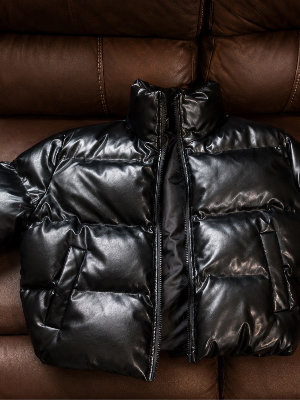 Black Shiny Puffer Jacket